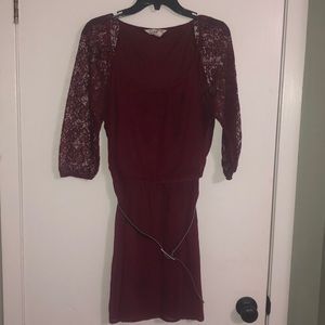 Maroon Lace Dress